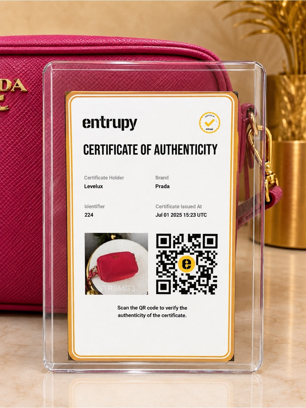 Prada Pink Saffiano Crossbody Bag Entrupy Authentication Included - Picture 5 of 9